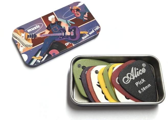 엘리스 기타피크 12개 피크 보관함 케이스, 1개