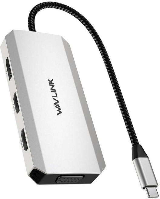 WAVLINK USB-C 쿼드 디스플레이 도킹 스테이션 윈도우용 4K 트리플 모니터 노트북 도크 허브 듀얼 HDMI + 디스플레이 포트 + VGA USB 포트 3개