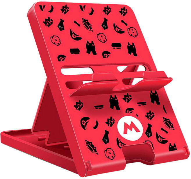 Nintendo switch 접이식 태블릿 스탠드 용 스탠드 플래그 브래킷 충전기 도크 하우스 태블릿 데스크 교체 사이지, 12.3x8x4.5cm 4.84x3.15x1.77 인치, ABS, 레드, 1개