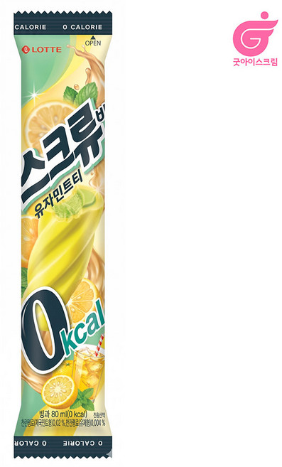롯데웰푸드 스크류바 0칼로리 유자민트티, 40개, 80ml