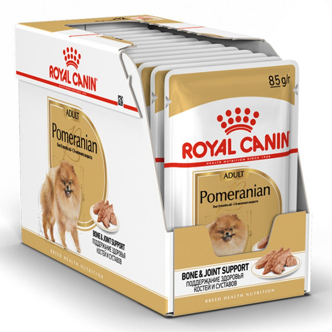 로얄캐닌 독 포메라니안 어덜트 파우치 85g x 12개/애견습식 습식사료, 닭+쌀+야채, 12개