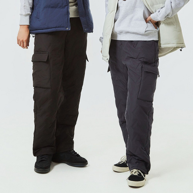 1+1 공유 남녀공용 겨울 방한 와이드 카고 패딩 솜바지 털 기모 혹한기 등산복 캠핑바지