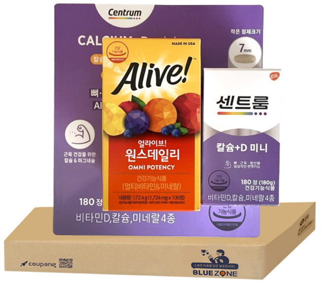 센트룸 얼라이브 멀티 비타민 세트(칼슘 미니 + 얼라이브), 180정