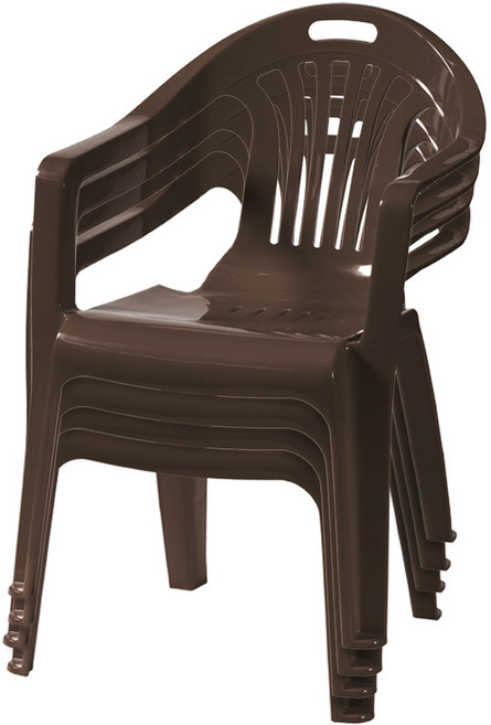 플라스틱의자 팔걸이의자 행사 편의점 포장마차 간이용 보조 4개, 브라운(4개)