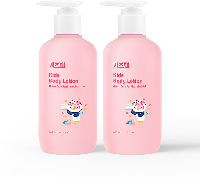 키즈텐 아기 유아 어린이 키즈 초등학생 순한 목욕 천연 고보습 바디 로션, 2개, 300ml