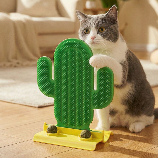 LUMIEL 고양이 셀프 그루밍 선인장 브러쉬, 1개, 그린