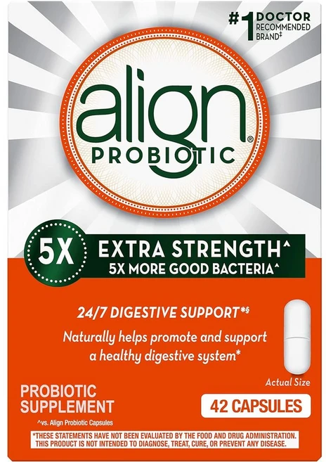 Align Extra Strength Probiotics 얼라인 엑스트라 스트랜스 프로바이오틱 42캡슐, 무맛, 42개입 (1팩), 1개, 42정 - 쿠팡