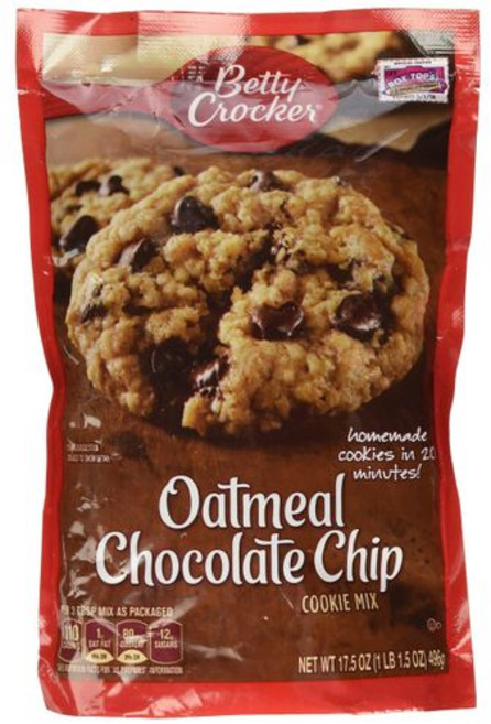 베티 크로커 오트밀 초콜릿 칩 쿠키 믹스 - 17.5 oz Betty Crocker Oatmeal Chocolate Chip Cookie Mix - 17.5 oz, 1개, 496g