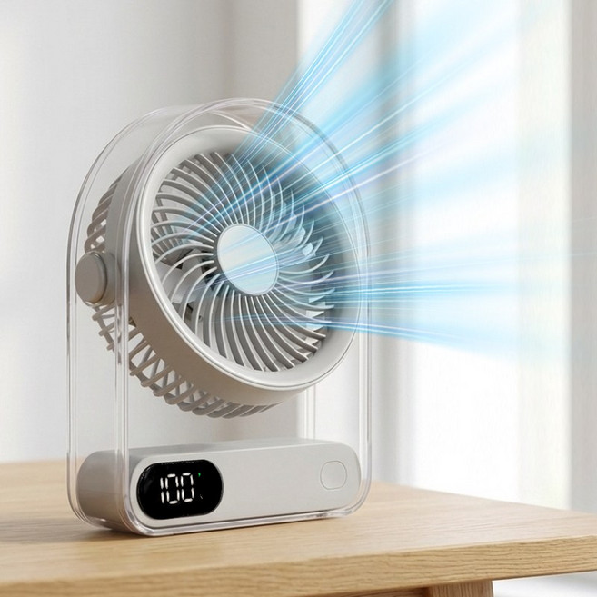 Darlisex 탁상용 선풍기 무선 에어서큘레이터 무소음 써큘레이터, 그레이