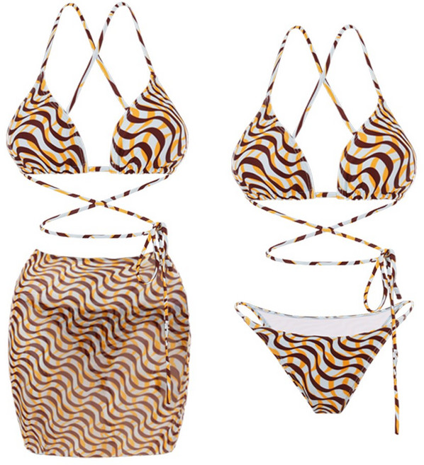 모노소울 군살커버 칠링 4피스 커버업 비키니 언더붑 섹시 수입 수영복, (오렌지브라운(믹스), S ( 44 - 55반 추천 )
