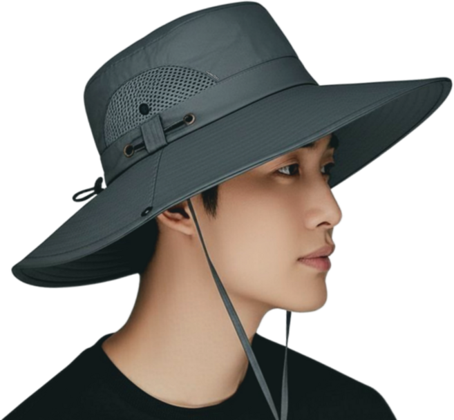 짐스터즈 12cm 챙넓은 벙거지 등산 낚시 정글 농사 캠핑 아웃도어 햇빛가리개 챙 모자, 그레이