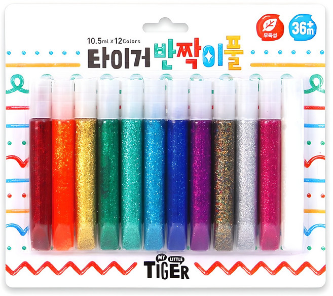 마이리틀타이거 타이거 반짝이풀 12색 세트, 혼합색상, 1세트