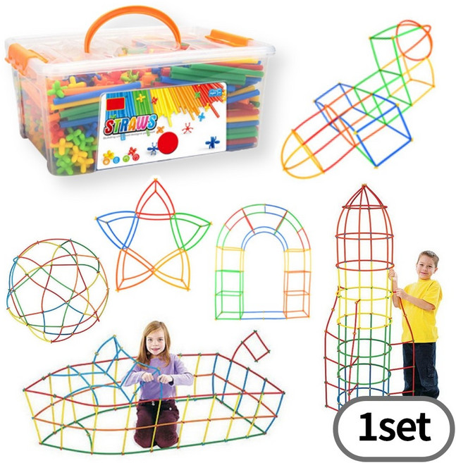 재미있는 빨대 블럭놀이 500 800 1200 빌딩블럭 유아 교구, 800pcs, 1개