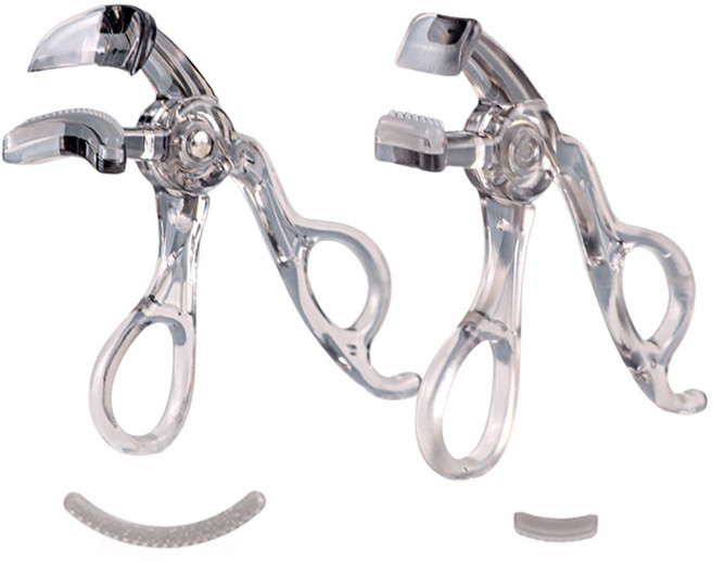 YAPOGI 속눈썹 집게+부분 뷰러+실리콘 패드 세트 눈 모양에 맞게 조절 가능 속눈썹 컬러, 1세트, 투명색2+2