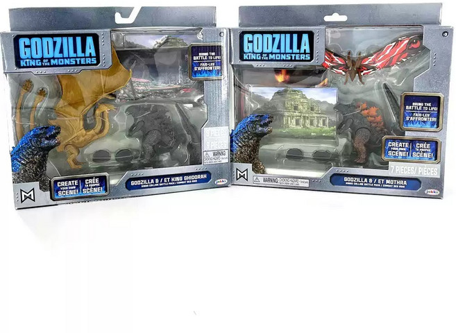 킹기도라 신고질라 피규어 공룡 키덜트 장난감 킹 오브 몬스터, 1세트, 고지라 VS 킹기도라