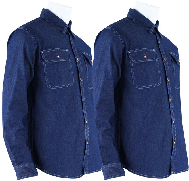 2장 [더맨월드] 사계절 남성용 R 프리미엄 스판데님 셔츠 _ 데일리 청남방 작업복 일상복 스판 인기템 M1594