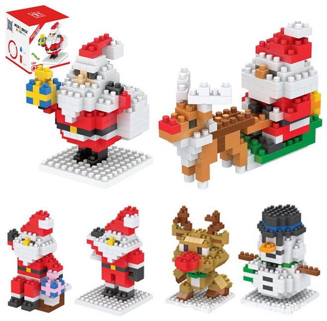 크리스마스 나노 미니 피규어 블럭 6종 블록 산타 루돌프 눈사람 테디베어 곰돌이 선물 장난감, 1개