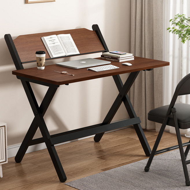 Tixpra 공간을 활용한 철제 접이식 책상, 호두나무 풍