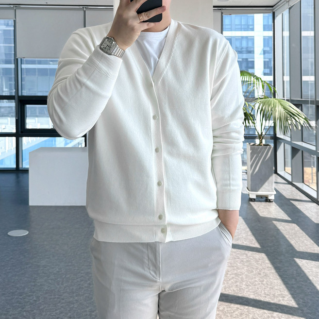 룩플레인 모달 원단 안티필링 세련된 브이넥 니트 가디건 10color