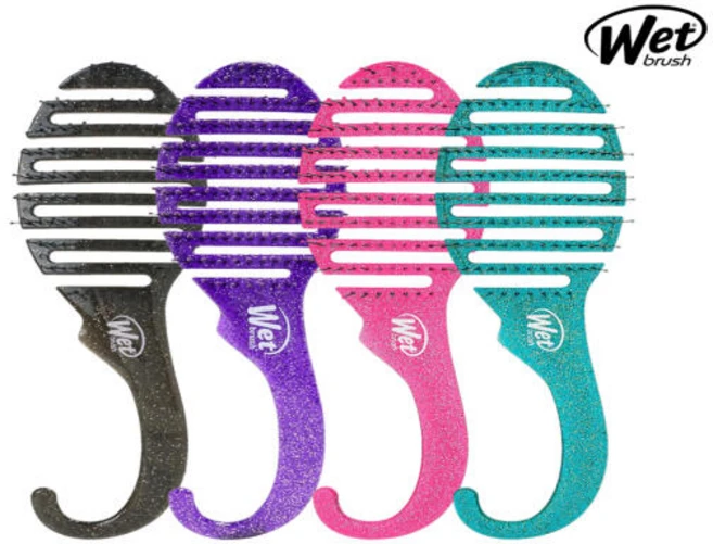 웻브러쉬 샤워 디탱글러 헤어브러쉬, 1개, 블랙 글리터 - 쿠팡
