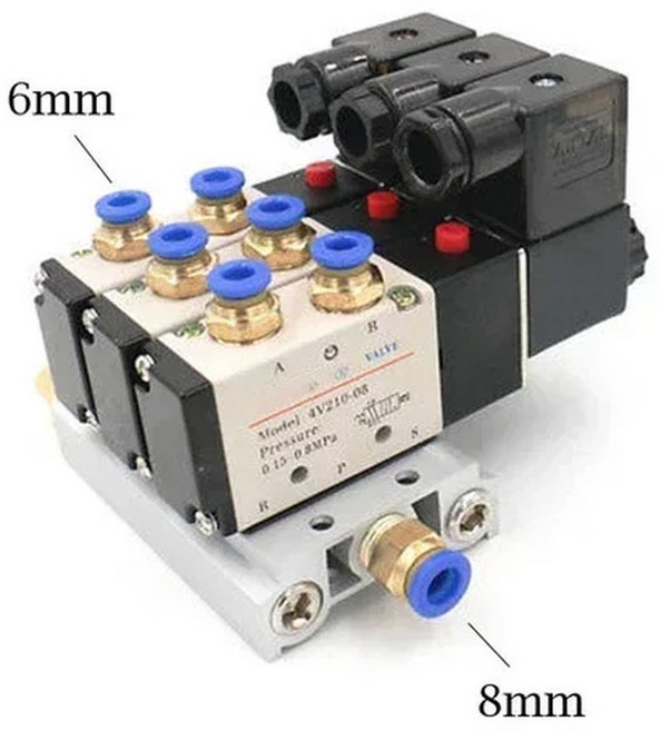 머플러 피팅 베이스 매니폴드 포함 공압 솔레노이드 밸브 블록 AC 멀티 옵션 12 V 24V DC 110 V 220V 4V210-08 2 웨이 3 웨이 46 웨이, 19) 3 Row 6mm fitting - DC24V