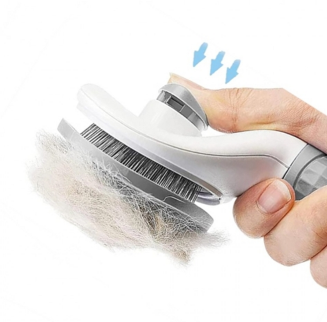 털 빠짐 걱정없는 반려동물 원터치 브러쉬 빗 애견브러쉬 (1+1), 1세트, 그레이(2개입)