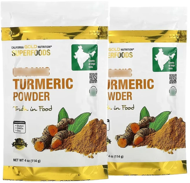 캘리포니아골드뉴트리션 CGN 슈퍼푸드 강황 커큐민 가루 파우더 분말 114g 2개, 113g - 쿠팡