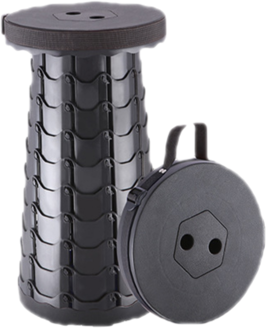 간이 아코디언 자바라의자 폴딩 롯데월드 줄서기 플라스틱 원형 접이식 코끼리의자 스툴, 1개, 블랙