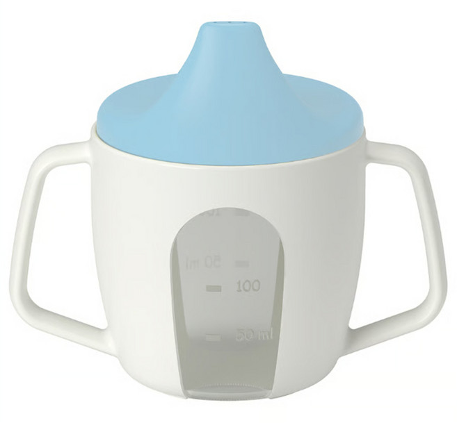 이케아 뵈리아 유아용 물컵, 화이트블루, 200ml