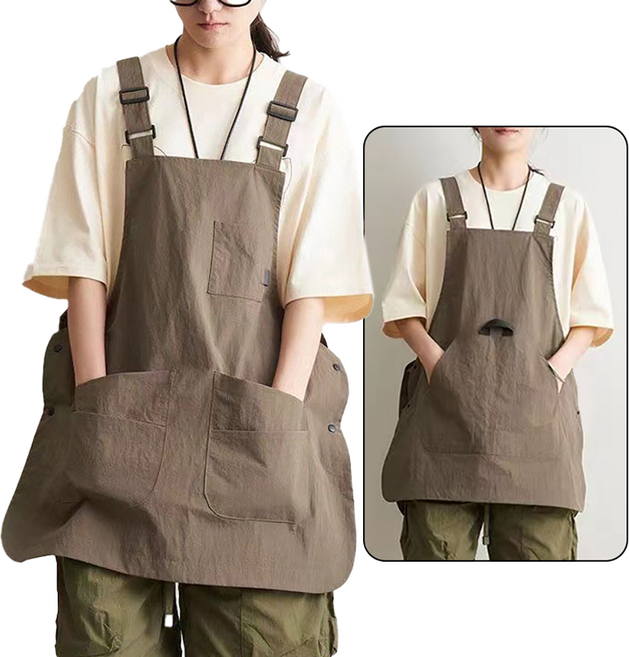 로엔그린 루즈핏 양면 방수 앞치마 바리스타 아티스트 디자이너 6포켓 타슬론 UA024, 1개, 파스텔 브라운