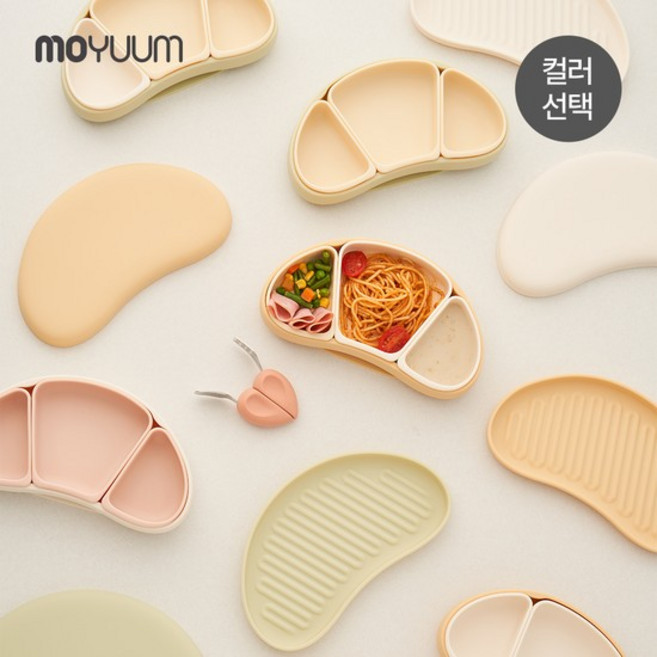 스타터 디바이더 3구 흡착식판 (뚜껑포함) 토핑이유식 자기주도 아기식판, 바나나, 1개, 1매