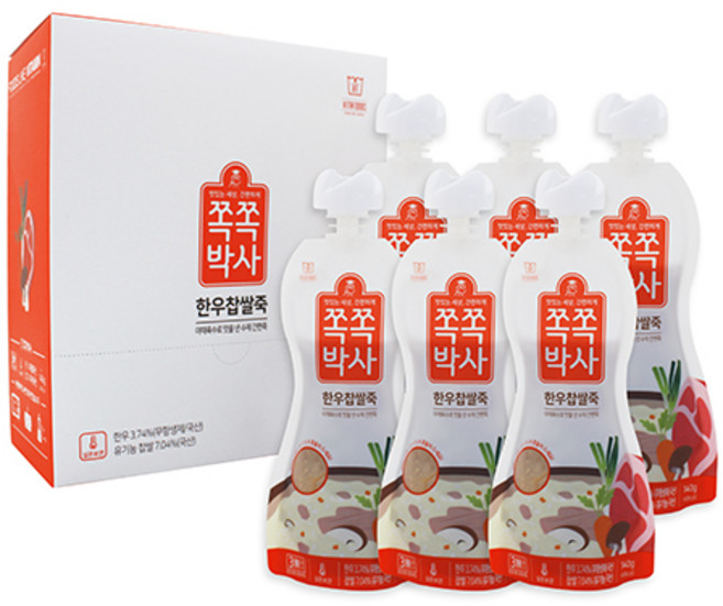 쪽쪽박사 한우찹쌀죽, 6팩, 140g