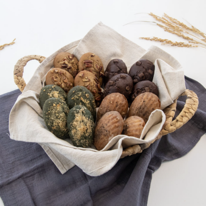 [포포브레드] 마들렌 4종 / 쌀 디저트 글루텐프리 노밀가루 비건 베이커리, 35g, 초코+메콩+쑥밭+레몬 1종씩, 4개