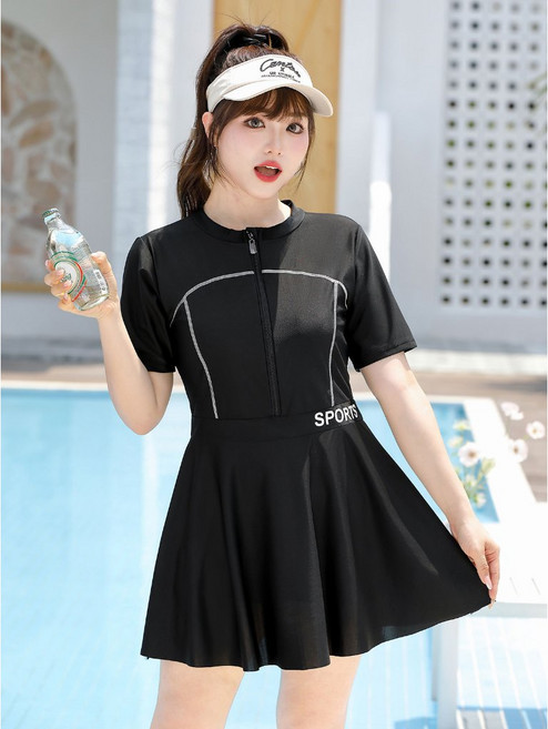 梨卡 大尺碼泳裝 連身多件式泳衣 遮肚顯瘦款 適合55-100公斤, 【CR947】體重60-90KG