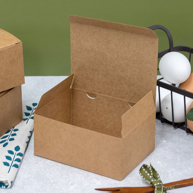 감자튀김 치즈볼 만두 사각 종이도시락 사이드 메뉴 크라프트 박스 포장 용기 50개, 1세트, 50개입