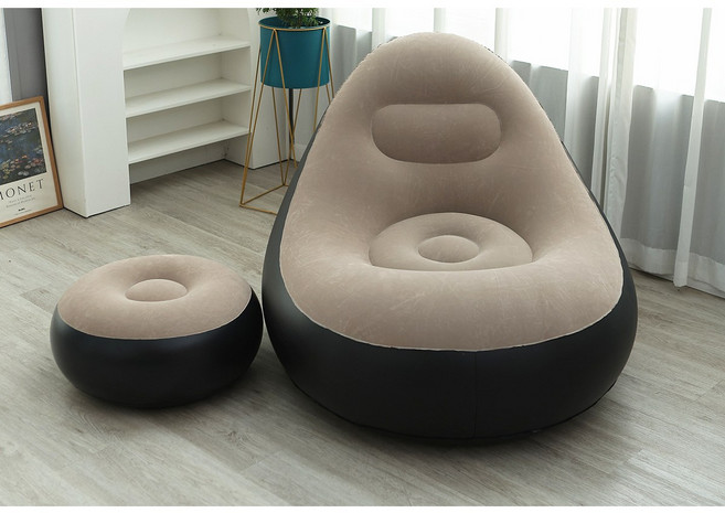 ANYOU 에어 소파 1인용 소파+페달 세트, 커피