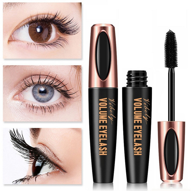 4D 방수 번짐 없는 볼륨 마스카라 컬링 롱래쉬 두꺼운 섬유 속눈썹 연장 H183, 1개, 블랙