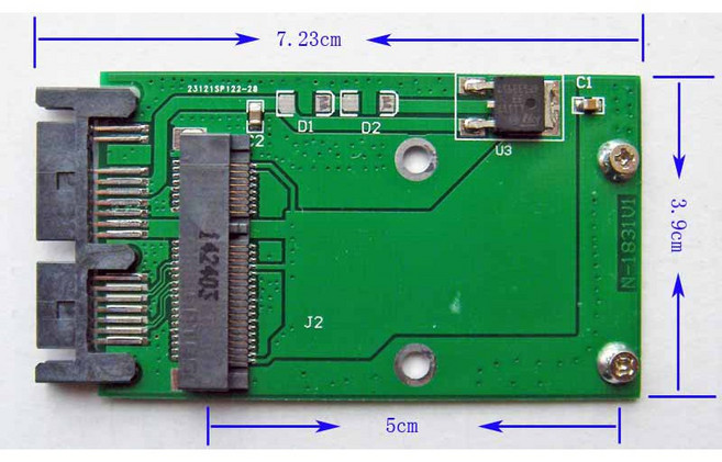 車車共和國 mSATA轉1.8吋 Micro SATA 2.5吋筆電硬碟轉接卡, 1個