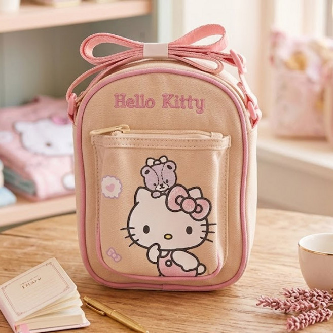 헬로키티 타이니참 자수 미니백 보조가방 데일리 귀여운 캐릭터 가방