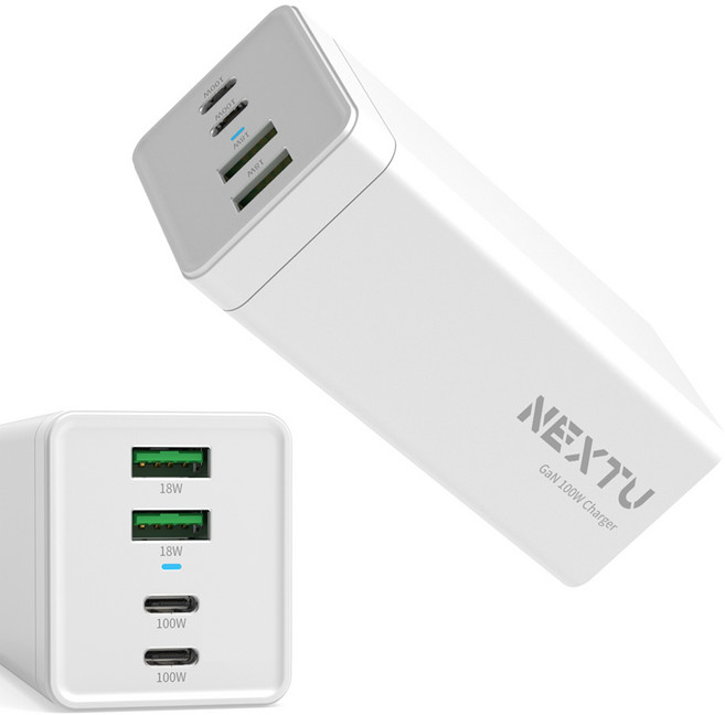 NEXT-QC628GAN 퀵차지 USB PPS PD 3.0 고속충전 어댑터 최대 100W / 닌텐도 스위치 스마트폰 노트북 태블릿, 1개