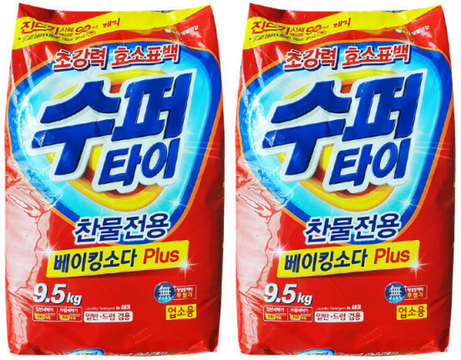 ()엘지 수퍼타이 베이킹소다 세탁세제, 2개, 9.5kg