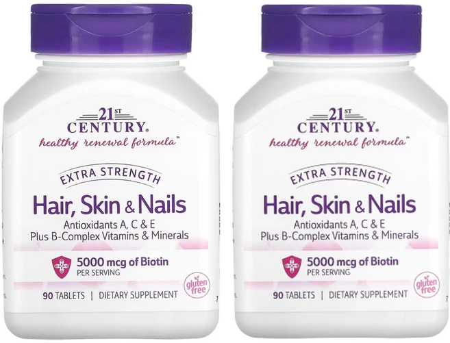 21세기센츄리 엑스트라 스트랭스 헤어 스킨 네일 90정, 2개 - 쿠팡