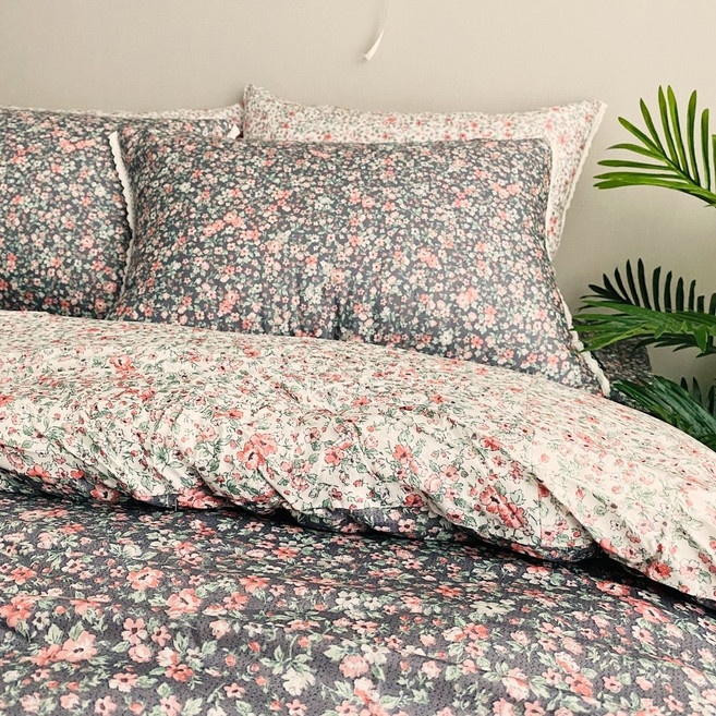 송화침장 모달100 간절기 차렵이불 먼지없는 사계절 꽃무늬 이불 (세탁망 증정)