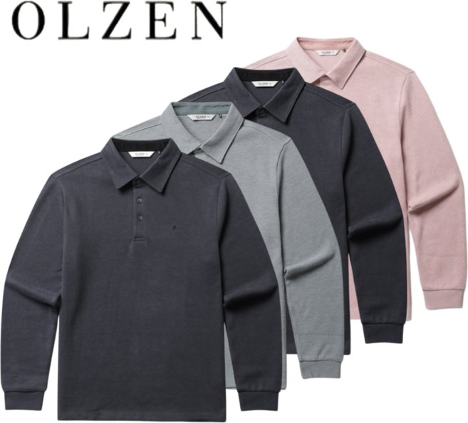[백화점발송] 올젠 남성 티셔츠 카라 긴팔 간절기 피케 작업 근무 회사 여행 상의