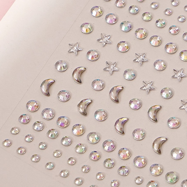 얼굴에붙이는 큐빅스티커 스톤 파츠 네일스티커JS 페이스 아이돌 보석 반짝이 축제 코스튬, 크리스탈, 1개