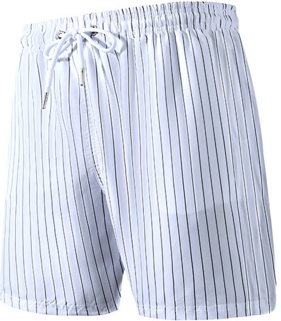 男款速乾白色簡約大碼五分沙灘褲 海邊度假可下水游泳短褲