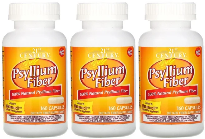 21st Century 21세기 센트리 차전자 식이섬유 캡슐 160정 3병 수용성 섬유소 철분 칼륨 함유 - 쿠팡