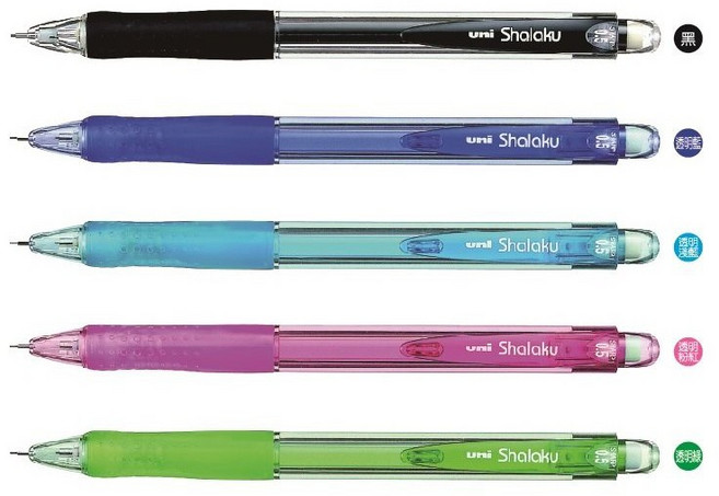 Uni三菱 M5-100 自動鉛筆 0.5mm 書寫流暢 握感舒適 經典設計 學生辦公必備, 1個, 透明淺藍