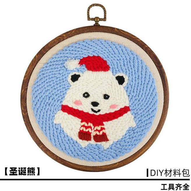 毛線戳戳畫 DIY材料包 節日禮物, 1個, 圣誕小白熊