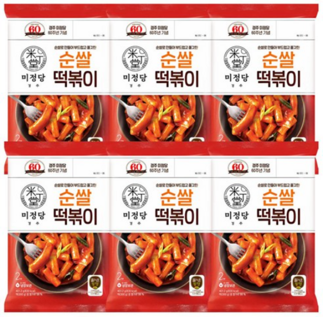 CJ제일제당 즐거운동행 미정당 순쌀떡볶이 401.2g 6개